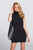 Ellie Wilde - EW21732S Beaded High Neck Short Dress with Drape in Black