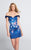 Ellie Wilde - EW21743S Off Shoulder Floral Cocktail Dress in Blue and Multi-Color