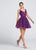 Ellie Wilde - EW21754S Beaded Sleeveless V Neck A Line Cocktail Dress in Purple