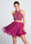 Ellie Wilde - EW21757S Beaded Two Piece Halter Cocktail Dress in Purple