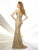 Montage by Mon Cheri Lace Off-Shoulder Dress 116948W In Gold