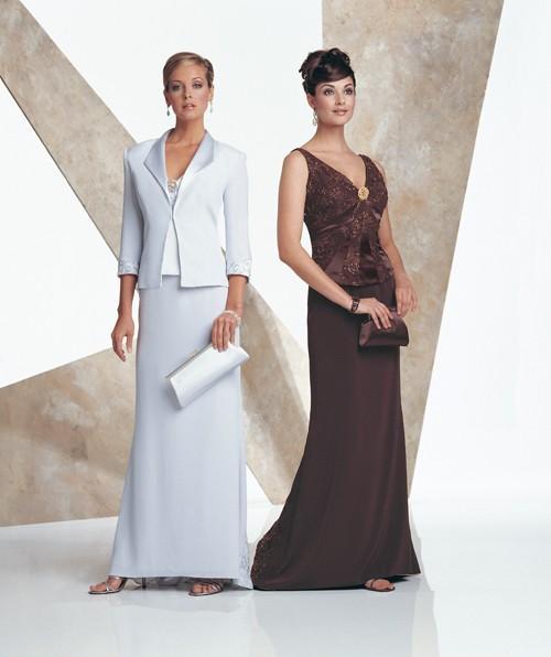 Montage by Mon Cheri - 17942 Lace V-neck Sheath Dress With Jacket In Blue and Brown