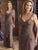 Montage by Mon Cheri - 28914 Ruched V Neck Evening Dress In Brown