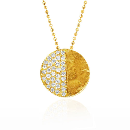 18k First Quarter Moon Phase Coin Necklace