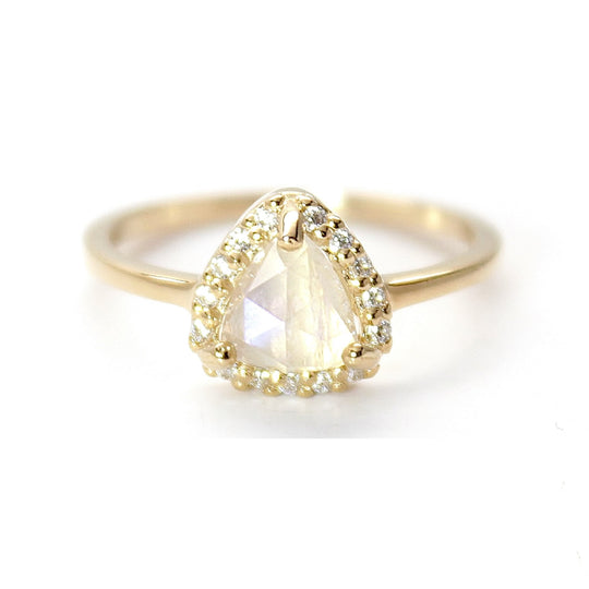 Pyramid Triangle Pave Ring - Moonstone