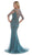 Morrell Maxie - 16058 Metallic Beadwork Fitted Mermaid Gown in Blue and Gray
