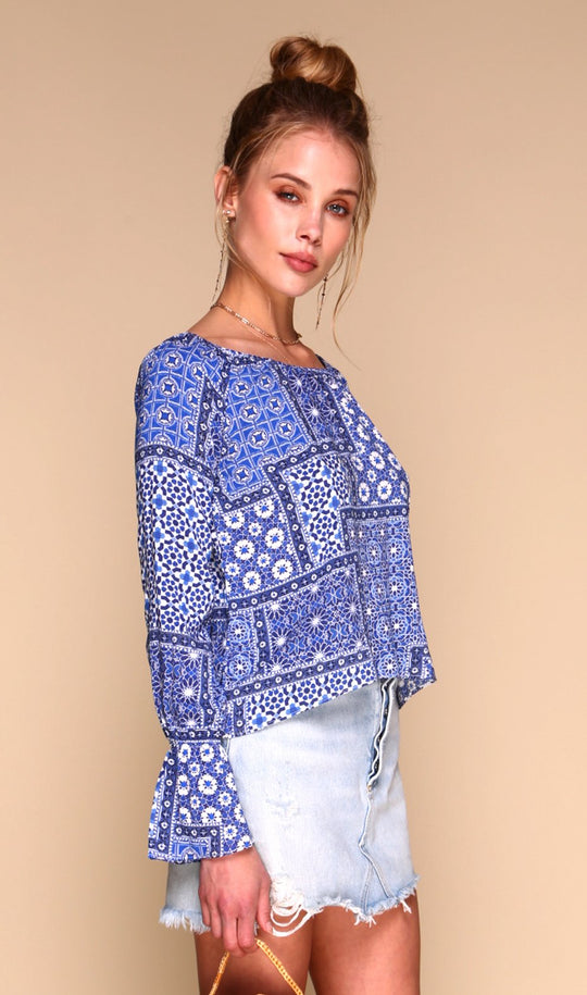 Moroccan Blue Tile Blouse