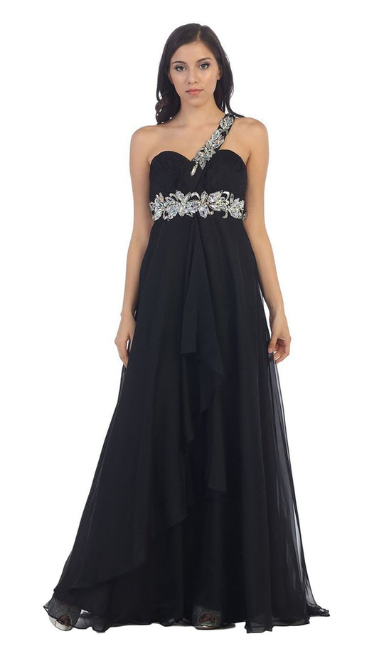 May Queen MQ1028 Ruched Sweetheart Jeweled A-line Dress  - 1 pc Blush In Size 16 Available in Black
