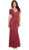 May Queen - MQ1074 Lace V-neck Sheath Evening Dress