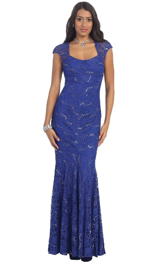 May Queen - Lace Square Trumpet Evening Dress