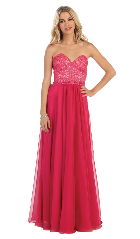 Glistening Strapless Prom Dress with Long Tulle Skirt