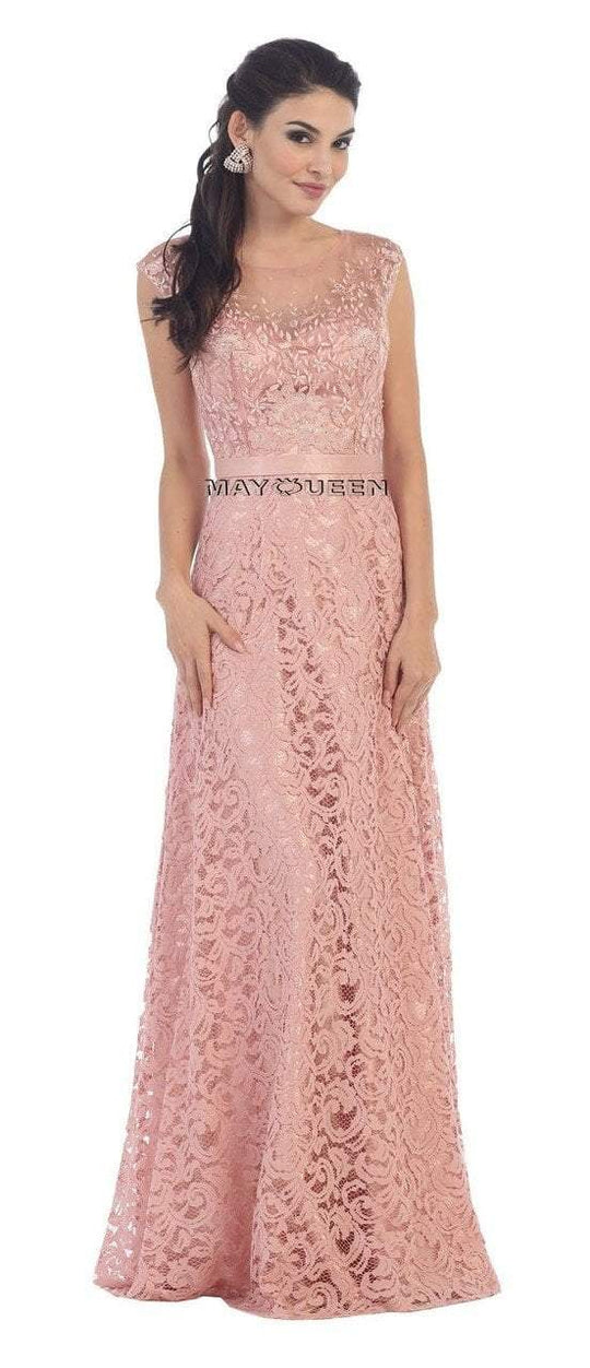 May Queen - Embellished A-Line Long Dress in Pink