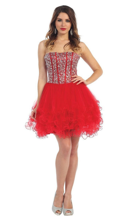 May Queen - Sequined Sweetheart Corset Cocktail Dress
