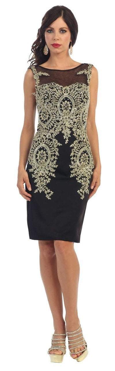May Queen - Sleeveless Intricate Lace Illusion Dress in Black