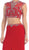 May Queen - MQ1285 Two Piece Illusion Jewel Sheath Evening Dress In Red