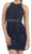 May Queen - Embellished Illusion Halter Sheath Cocktail Dress in Blue