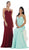 May Queen - Sleeveless V-neck Sheath Evening Dress in Red and Blue