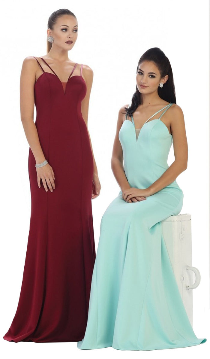 Sleeveless V-neck Sheath Evening Dress
