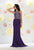 May Queen - Jeweled Sheer Halter Sheath Dress MQ1438 in Purple