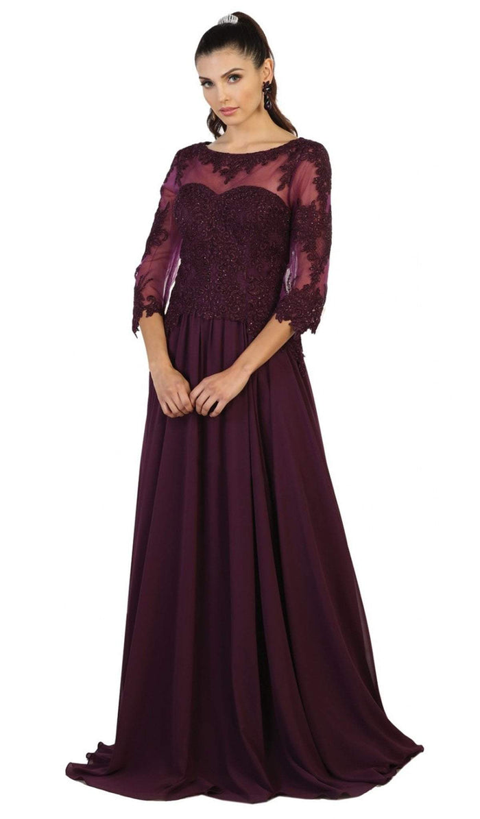 Bedazzled Illusion Bateau Evening Dress