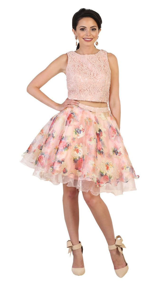 Pearl Embellished Two-Piece Cocktail Dress