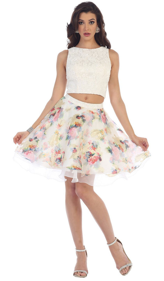 May Queen - Pearl Embellished Two-Piece Cocktail Dress