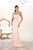 May Queen Strapless Glimmering Waist Evening Gown MQ1497 in Pink
