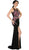 Sleeveless Mesh Embroidered Slit Evening Dress