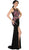 May Queen - Sleeveless Mesh Embroidered Slit Evening Dress