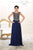 May Queen - Embroidered Illusion Jewel A-line Dress MQ1513 in Navy