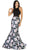 Halter Floral Print Mermaid Evening Dress