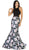 May Queen - MQ1526 Halter Floral Print Mermaid Evening Dress
