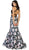 May Queen - MQ1526 Halter Floral Print Mermaid Evening Dress