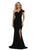 May Queen - MQ1572 Fitted One Shoulder Strap Dress with Slit in Black