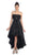 Strapless Pleated Empire High Low Prom Gown