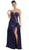 Pleated Asymmetrical Waist Strapless Prom Gown