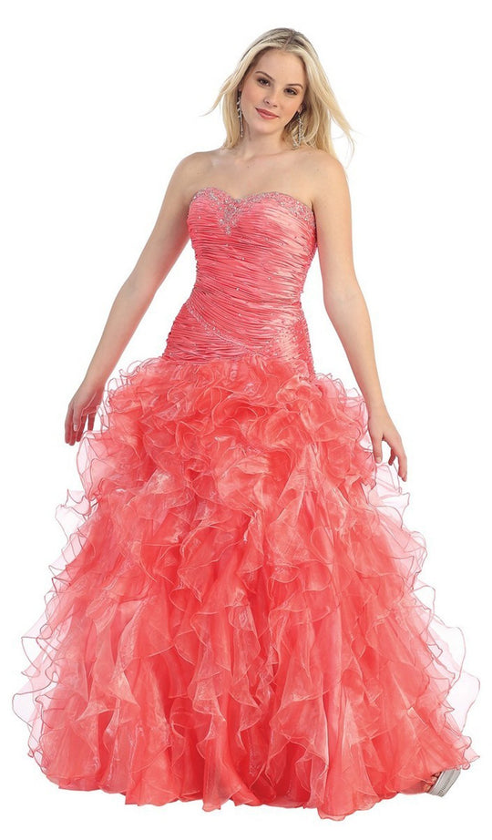 Lavish Sweetheart Ruffled Ball Gown