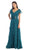 May Queen - MQ831 Tiered Chiffon Surplice V-Neck Formal Dress In Green