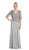 Draped Sleeve Sequined Sheath Evening Dress
