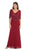 May Queen Draped Sleeve Sequined V Neck Sheath Evening Dress MQ996 In Red