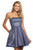 Sherri Hill - 52971 Short Strapless Glitter Knit A Line Dress In Blue and Silver