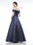 Marsoni By Colors - MV1008 Floral Beaded Surplice Off Shoulder Gown In Blue