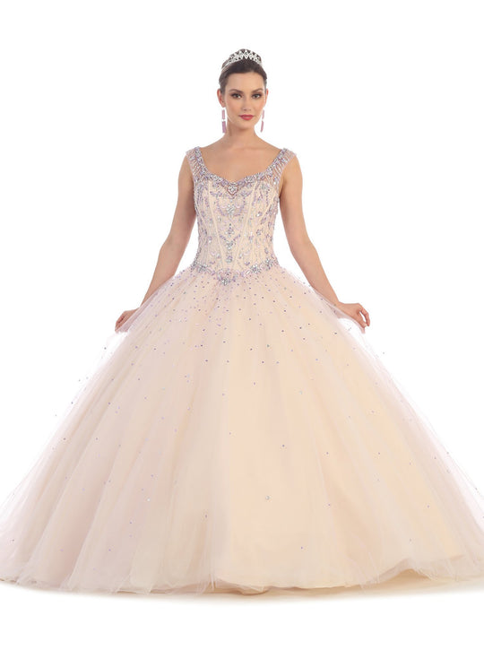 Sleeveless Rhinestone Embellished QuinceaÃ±era Ballgown