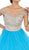 May Queen - LK87 Cap Sleeve Crystal Embellished Quinceanera Ballgown In Blue