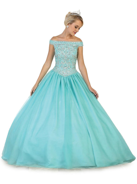 May Queen - LK91 Embellished Off-Shoulder Quinceañera Ballgown