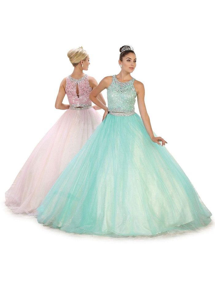 Two Piece Bejeweled QuinceaÃ±era Ballgown