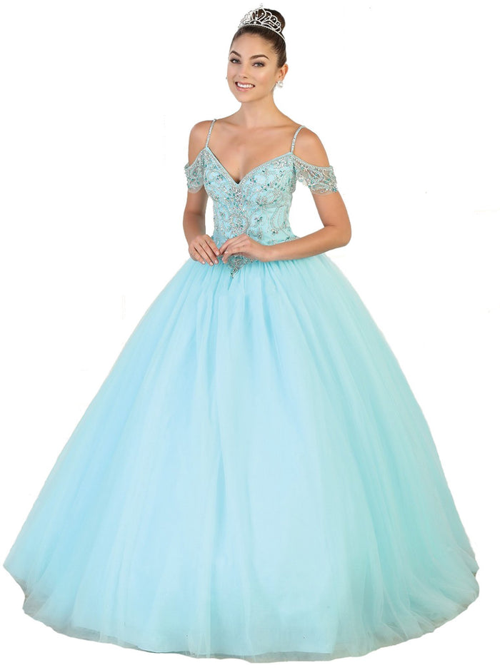 Embellished V-neck Quinceanera Ballgown