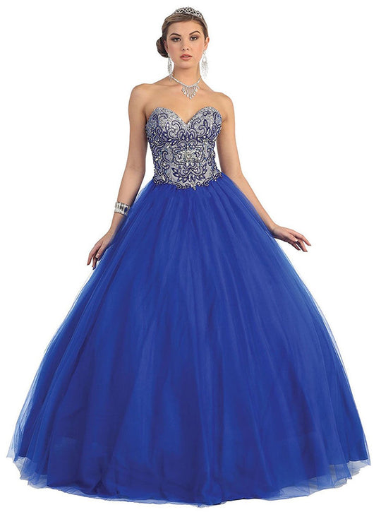 Strapless Sweetheart Sequined Formal Ballgown