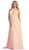 May Queen - Shirred Cutout Halter A-Line Long Evening Dress