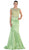 Crystal Embellished Illusion Trumpet Evening Gown